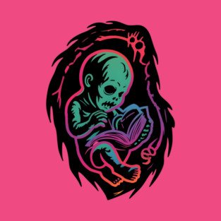 Neon Psychedelic Skull Fetus Reader T-Shirt t-shirt