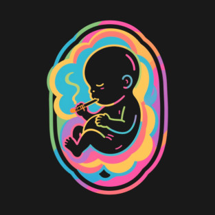 Rainbow Stoned Fetus Smoker T-Shirt t-shirt