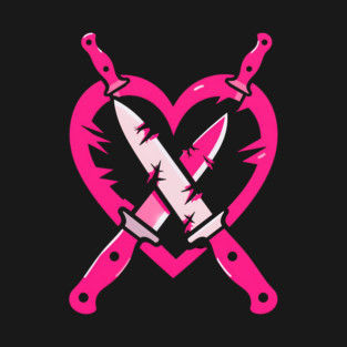Hot Pink Crossed Knives Heart - Yami Kawaii & Anti-Valentine Graphic T-Shirt t-shirt
