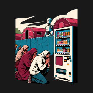 Worship the Vending Machine - Dystopian Consumerism Satire & Sci-Fi Art T-Shirt t-shirt