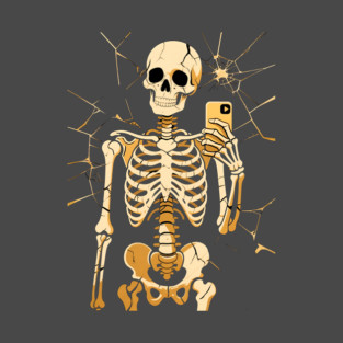 Shattered Vanity - Skeleton Mirror Selfie in Cracked Glass T-Shirt t-shirt