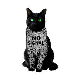 No Signal Black Cat - Retro TV Static Glitch Art Graphic T-Shirt t-shirt
